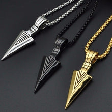 Load image into Gallery viewer, Men's Fashion Jewelry Gold Silver black Arrow Head Pendant Long Chain Necklace mens stainless steel necklaces