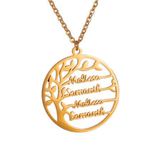 Load image into Gallery viewer, Personalized Tree Of Life Custom Name Necklace Stainless Steel Golden Family Tree Women Letter Necklace Jewelry Couple Gifts