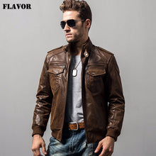 Load image into Gallery viewer, Men's pigskin motorcycle real leather jacket padding cotton winter warm coat male Genuine Leather jacket