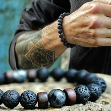 Load image into Gallery viewer, Lava Stone Men Bracelet Natural Moonstone Bead Tibetan Buddha Bracelet Chakra Diffuser Bracelets Men Jewelry Gifts Drop Shipping