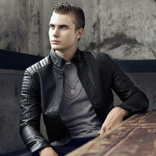 Load image into Gallery viewer, CustOmerS 2019 Autumn New Men's Casual Fashion Stand Collar Slim Leather Jacket Slim Solid Color Leather Jacket Men