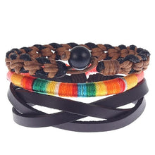 Load image into Gallery viewer, Boyfriend Fashion Bangle Jewelry Beads Woven Wristband Rope Braided Bracelet Punk Multilayer Leather 3Pcs/set Mens Ethnic