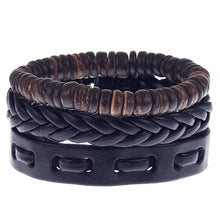 Load image into Gallery viewer, Boyfriend Fashion Bangle Jewelry Beads Woven Wristband Rope Braided Bracelet Punk Multilayer Leather 3Pcs/set Mens Ethnic