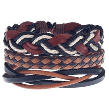 Load image into Gallery viewer, Boyfriend Fashion Bangle Jewelry Beads Woven Wristband Rope Braided Bracelet Punk Multilayer Leather 3Pcs/set Mens Ethnic