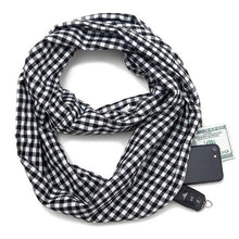 Load image into Gallery viewer, 2019 winter plaid scarf with pocket knitted Warm Convertible Journey Women&amp;Man Wrap with Secret Hidden Zipper Pocket infinity