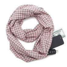 Load image into Gallery viewer, 2019 winter plaid scarf with pocket knitted Warm Convertible Journey Women&amp;Man Wrap with Secret Hidden Zipper Pocket infinity