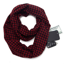 Load image into Gallery viewer, 2019 winter plaid scarf with pocket knitted Warm Convertible Journey Women&amp;Man Wrap with Secret Hidden Zipper Pocket infinity