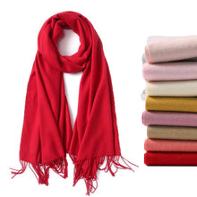 Load image into Gallery viewer, 2019 luxury brand soild cashmere women scarf winter warm shawl and wraps bandana pashmina soft long female foulard thick blanket