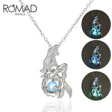 Load image into Gallery viewer, Luminous Glow In The Dark Fluorescent Mermaid Pendant Necklace For Women Jewelry Silver Chain Bohemia Fairy Necklace ketting Z3