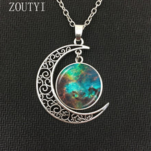 Load image into Gallery viewer, 2018 / fashion hot money charm Galaxy Astro Moon Crystal Concave Pendant Necklace jewelry, space universe necklace.