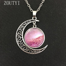 Load image into Gallery viewer, 2018 / fashion hot money charm Galaxy Astro Moon Crystal Concave Pendant Necklace jewelry, space universe necklace.