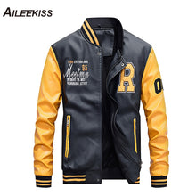 Load image into Gallery viewer, 2019 New Fashion Men Leather Jacket Hit Color Boy Street wear Baseball Jackets Man Thick Coat Casual Jaqueta Masculina XT691