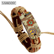 Load image into Gallery viewer, 2018 Fashion Bracelets for Women Hippie Retro Leather Adjustable Bracelet HandMade Jewelry for Women Flower Print Rope Gifts