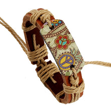 Load image into Gallery viewer, 2018 Fashion Bracelets for Women Hippie Retro Leather Adjustable Bracelet HandMade Jewelry for Women Flower Print Rope Gifts